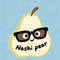 Nashi pear logo with black glasses