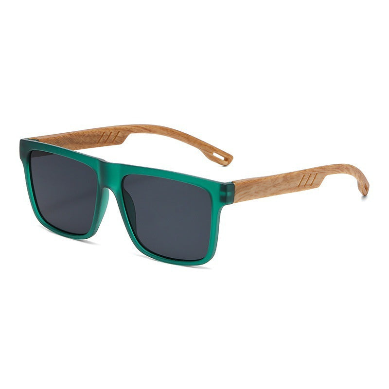 Nashi Pear MW01 rectangular sunglasses, Green frame with gray lenses