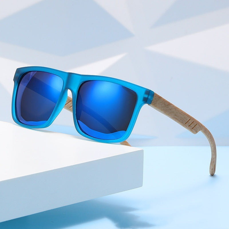 Nashi Pear MW01 rectangular sunglasses, Blue frame with blue mirrored lenses