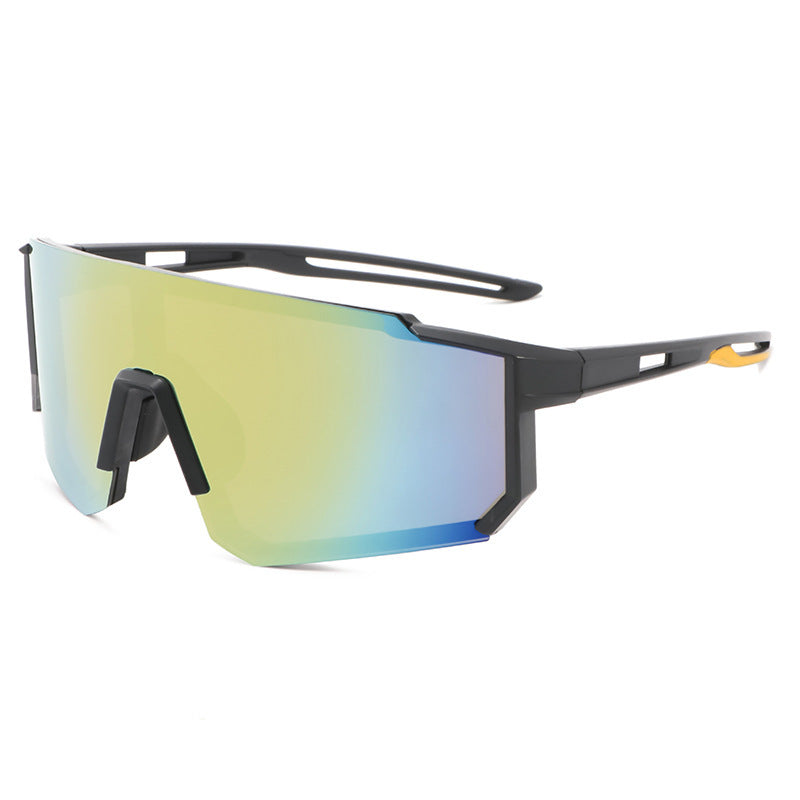 Nashi Pear T122 sport shield sunglasses, Black frame with yellow mirrored lens
