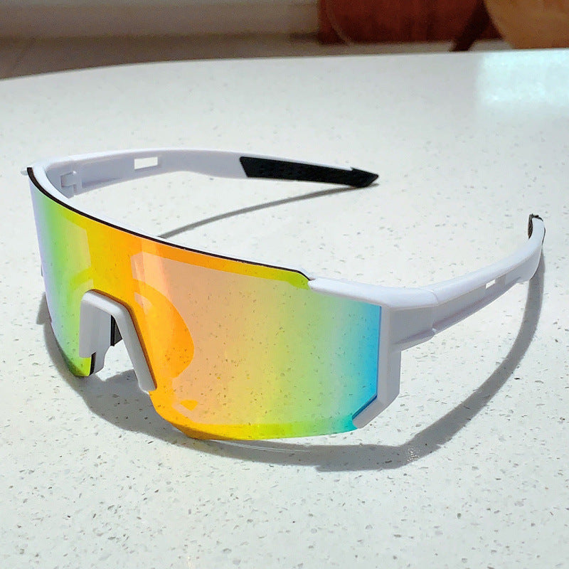Nashi Pear T127 sport shield sunglasses, White frame with gold mirrored lens