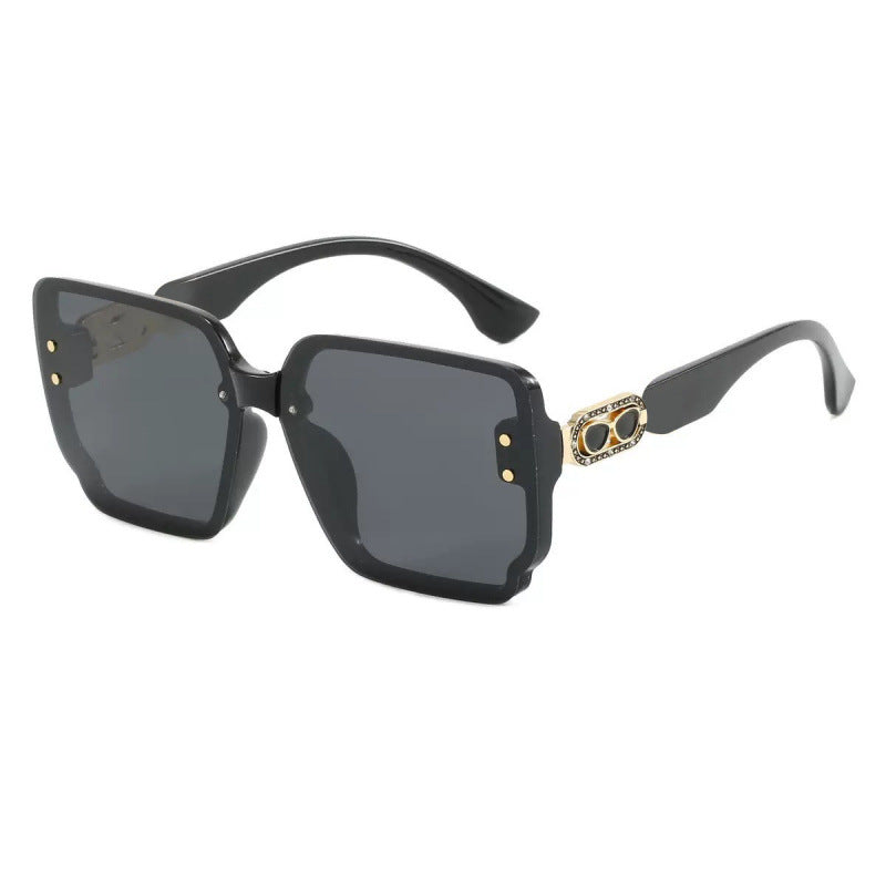 Nashi Pear T41 oversized square sunglasses, glossy black frame with black temples and dark lenses, single pair